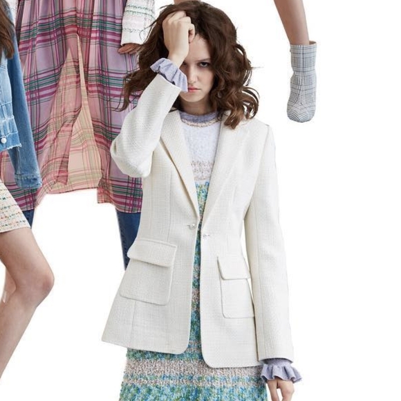 Ochirly Cream Tweed Tailored Blazer - Picture 2 of 7